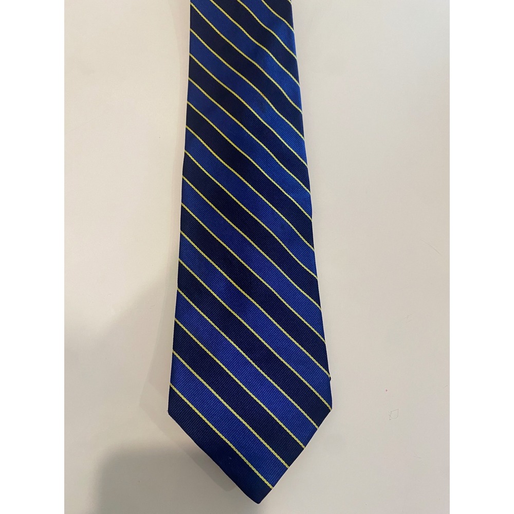 Brooks Bothers Makers Mens Silk Blue Yellow Stripe Neck Tie‎